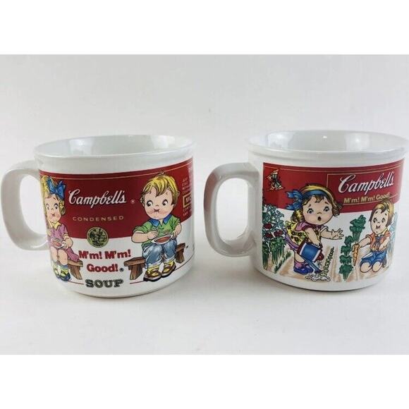 Set 2 Vintage Campbell's Soup Coffee Mug Gardening Kids 1993 Rare by Westwood - Picture 1 of 11